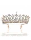 KMVEXO europejska kropla zielony czerwony kryształ diadem Vintage złoty Rhinestone korona na konkurs piękności z grzebieniem bar