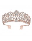 KMVEXO europejska kropla zielony czerwony kryształ diadem Vintage złoty Rhinestone korona na konkurs piękności z grzebieniem bar
