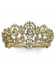 KMVEXO europejska kropla zielony czerwony kryształ diadem Vintage złoty Rhinestone korona na konkurs piękności z grzebieniem bar