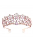 KMVEXO europejska kropla zielony czerwony kryształ diadem Vintage złoty Rhinestone korona na konkurs piękności z grzebieniem bar