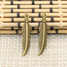 Charms pióro 20 sztuk 27x7mm tybetański brąz srebrny kolor zawieszki antyczna biżuteria Making DIY Handmade Craft