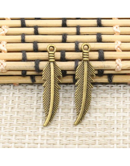Charms pióro 20 sztuk 27x7mm tybetański brąz srebrny kolor zawieszki antyczna biżuteria Making DIY Handmade Craft