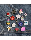 Mnóstwo kwiatów kobiety broszki emalia Pin Rainbow słoneczniki japonia wiśniowe kwiaty róża piwonia Mimosa odznaki metalowy plec