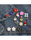 Mnóstwo kwiatów kobiety broszki emalia Pin Rainbow słoneczniki japonia wiśniowe kwiaty róża piwonia Mimosa odznaki metalowy plec