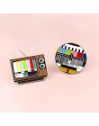 Retro antena TV Pins kolor Snowflake ekran bez znaku TV sygnał obraz antena telewizja biżuteria prezent broszki dla przyjaciół