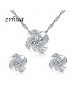ZRHUA oryginalny 925 Sterling Silver Jewelry Sets spersonalizowany wisiorek naszyjnik zestaw kolczyków dla kobiet kobieta CZ Chr