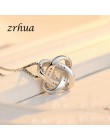 ZRHUA oryginalny 925 Sterling Silver Jewelry Sets spersonalizowany wisiorek naszyjnik zestaw kolczyków dla kobiet kobieta CZ Chr