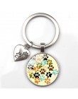 Moda cute animal paw print brelok kot pies kocham szklany wisiorek mini serce brelok car key man girl ulubiony prezent pamiątka