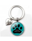 Moda cute animal paw print brelok kot pies kocham szklany wisiorek mini serce brelok car key man girl ulubiony prezent pamiątka
