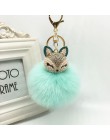 KMVEXO piękny lis królik futrzana kulka puszyste kółka do breloków na klucze Crystal Pearl gorąca sprzedaż torba wisiorek brelok