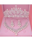 Panna młoda kryształowa perła kostium zestawy biżuterii nowy projekt Rhinestone Choker naszyjnik kolczyki zestaw biżuterii ślubn
