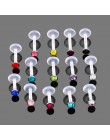 14 sztuk CZ Jeweled elastyczne bioplastyczne akrylowe Push-in Labret Monroe Lip Bar Stud Tragus chrząstka Earing Piercing biżute