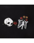 Goth Romance Rose Flower szkielet emalia Pin para zakochanych szkielet biżuteria Dark Punk broszki odznaki Unisex Goth emalia Pi