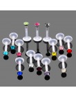14 sztuk CZ Jeweled elastyczne bioplastyczne akrylowe Push-in Labret Monroe Lip Bar Stud Tragus chrząstka Earing Piercing biżute