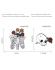 Goth Romance Rose Flower szkielet emalia Pin para zakochanych szkielet biżuteria Dark Punk broszki odznaki Unisex Goth emalia Pi