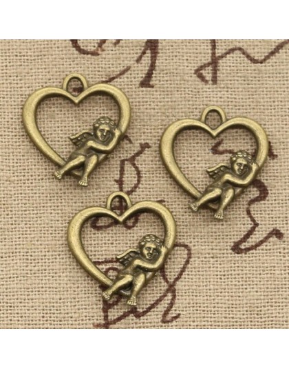 8 sztuk Charms serce miłości Cupid anioł 20x18mm antyczne srebro kolor brąz Plated wisiorki dokonywanie DIY Handmade tybetański 