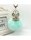 KMVEXO piękny lis królik futrzana kulka puszyste kółka do breloków na klucze Crystal Pearl gorąca sprzedaż torba wisiorek brelok