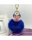 KMVEXO piękny lis królik futrzana kulka puszyste kółka do breloków na klucze Crystal Pearl gorąca sprzedaż torba wisiorek brelok