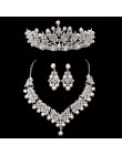 Panna młoda kryształowa perła kostium zestawy biżuterii nowy projekt Rhinestone Choker naszyjnik kolczyki zestaw biżuterii ślubn