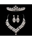 Panna młoda kryształowa perła kostium zestawy biżuterii nowy projekt Rhinestone Choker naszyjnik kolczyki zestaw biżuterii ślubn