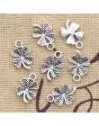 50 sztuk Charms szczęście irlandzki czterolistna koniczyna 15x10mm Antique srebrny kolor zawieszki DIY dokonywanie ustalenia Han