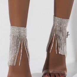 1PC błyszczące kobiety Tassel kryształ Charms obrączki łańcuch Rhinestone Foot biżuteria boso sandały na ślub noga bransoletka b