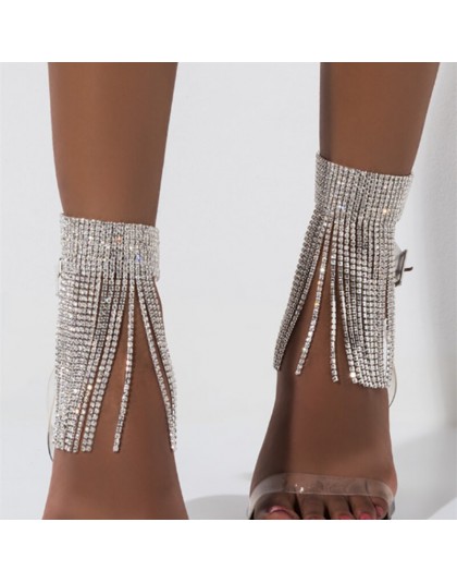 1PC błyszczące kobiety Tassel kryształ Charms obrączki łańcuch Rhinestone Foot biżuteria boso sandały na ślub noga bransoletka b