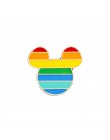 Rainbow szpilki twórczy palec gra gramofon do broszka Cartoon owca mysz w chmurze kolorowe klapy Pin serce kurtki przypinka do k