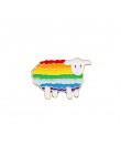 Rainbow szpilki twórczy palec gra gramofon do broszka Cartoon owca mysz w chmurze kolorowe klapy Pin serce kurtki przypinka do k