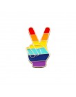 Rainbow szpilki twórczy palec gra gramofon do broszka Cartoon owca mysz w chmurze kolorowe klapy Pin serce kurtki przypinka do k
