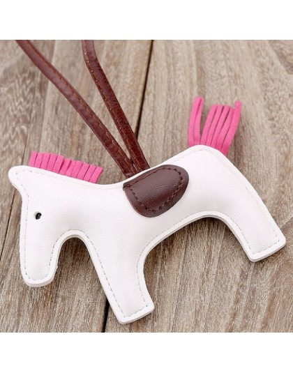 Exknl słynny luksusowy Handmade PU skóra koń brelok zwierząt breloczek kobiet torba charms wisiorek akcesoria biżuteria