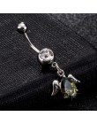 Medyczny kolczyk do pępka ze stali nierdzewnej biżuteria do ciała Piercing kokarda z kryształami pępka pępka paznokci kolczyki b