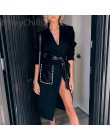 MissyChilli czarny Pu skórzany pas długi płaszcz z rękawami kobiety elegancka perła streetwear znosić jesienno-zimowy seksowny p