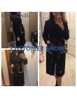 MissyChilli czarny Pu skórzany pas długi płaszcz z rękawami kobiety elegancka perła streetwear znosić jesienno-zimowy seksowny p