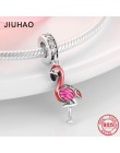 Gorąca sprzedaż 100% 925 Sterling Silver emalia Flamingo moda koraliki charm w stylu fit oryginalny pandora Charms bransoletki t