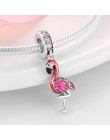 Gorąca sprzedaż 100% 925 Sterling Silver emalia Flamingo moda koraliki charm w stylu fit oryginalny pandora Charms bransoletki t