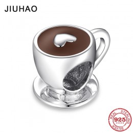 Nowe mody 925 Sterling srebrne dla zakochanych czas wolny serce filiżanka kawy koraliki pasuje oryginalny pandora Charms bransol