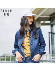 SEMIR kobiety 100% bawełna krótka kurtka dżinsowa z kołnierzem dziewczyna chłopak denim kurtka z kieszeń na piersi i skos kiesze
