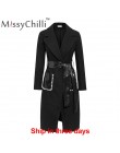 MissyChilli czarny Pu skórzany pas długi płaszcz z rękawami kobiety elegancka perła streetwear znosić jesienno-zimowy seksowny p