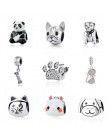 Oryginalny 925 srebro urok koralik miłość zwierzęta pies łapa kota drukuj Panda zawieszki charms Fit Pandora bransoletki kobiety
