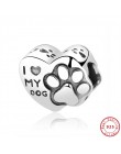 Oryginalny 925 srebro urok koralik miłość zwierzęta pies łapa kota drukuj Panda zawieszki charms Fit Pandora bransoletki kobiety