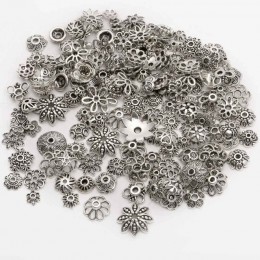 Mix rozmiar metalowy kwiat Spacer koraliki puchar do robótki Antique srebrny urokliwy stop cynku do tworzenia biżuterii bransole