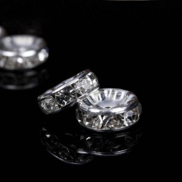 100 sztuk Rhinestone Spacer koraliki 6/8/10mm Fit kobiety DIY wyrób biżuterii bransoletka naszyjnik kolczyki ozdobiony paciorkam