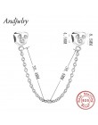 Fit oryginalny Pandora Charms bransoletka 925 Sterling srebrno-biały cyrkon łańcuch bezpieczeństwa serce Charm koraliki do biżut