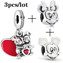 2 sztuk/partia oferta specjalna czerwony szczęście kot i Mickey koraliki Charms Fit Pandora bransoletka i naszyjniki dla kobiet 