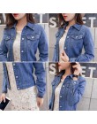 Denim kurtki damskie niebieski płaszcz 2020 jesień Denim kurtki dla kobiet dżinsy pojedyncze piersi płaszcze dżinsowe kobiece ko