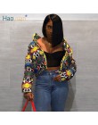 HAOYUAN skóra węża drukuj kurtka zimowa kobiet odzież plus size w dół warstwa bąbelkowa ciepłe grube kurtka parka Crop kurtka pi