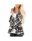Jesień biurowa, damska kamizelka bez rękawów skręcić w dół szyi płaszcz z otwartym przodem sprawdź Plaid Cardigan Casual kobiety