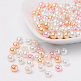 4mm 6mm 8mm mieszane kolor Pearlized szklana perła koraliki do tworzenia biżuterii otwór: 1mm