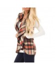 Jesień biurowa, damska kamizelka bez rękawów skręcić w dół szyi płaszcz z otwartym przodem sprawdź Plaid Cardigan Casual kobiety